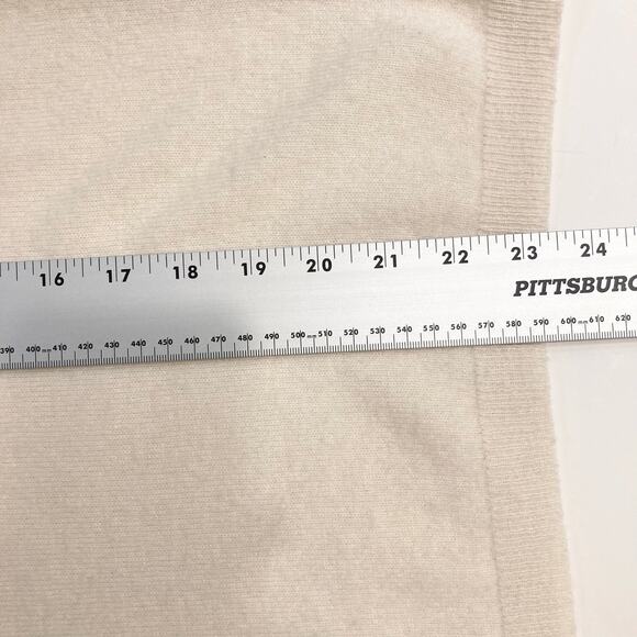 Nwot C by BLOOMINGDALES Sweater Top L Cashmere 100% 2-Ply Cream Knit Short-Sleev - Picture 6 of 6